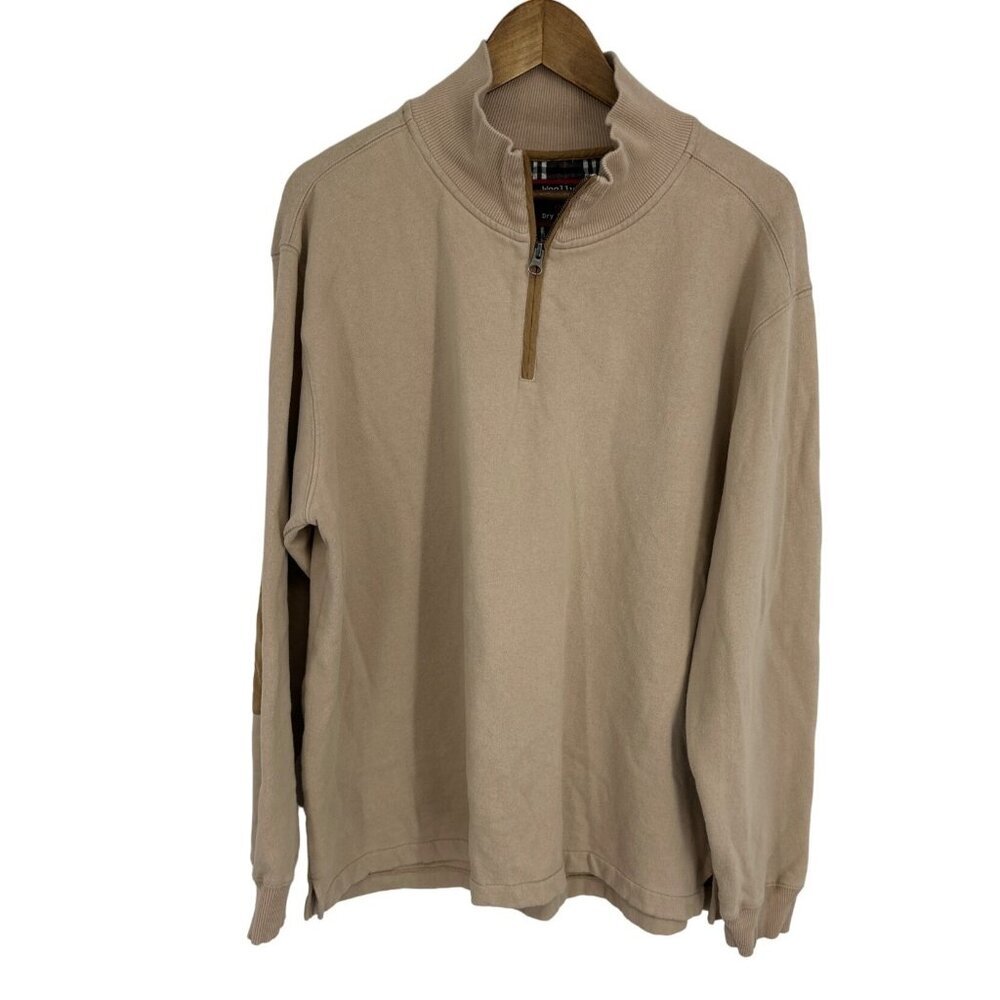 Woolly Dry Goods 1/4 Zip Long Sleeve Elbow Patches Sweatshirt Size XL